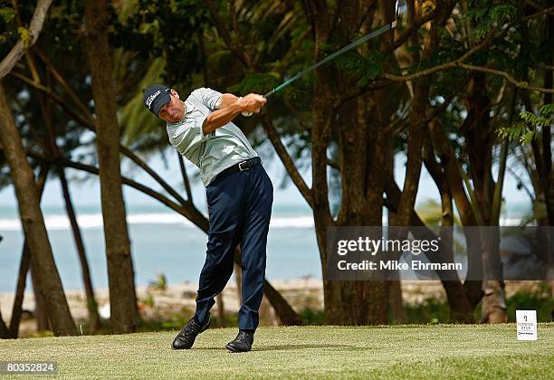 Greg Kraft hits his tee shot on the 13th hole during the final round of the Puerto Rico Open presented by Banco Popular held on March 23, 2008 at...