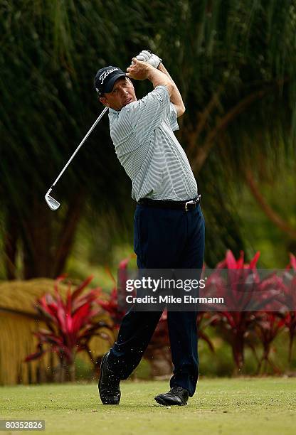 Greg Kraft hits his tee shot on the 11th hole during the final round of the Puerto Rico Open presented by Banco Popular held on March 23, 2008 at...