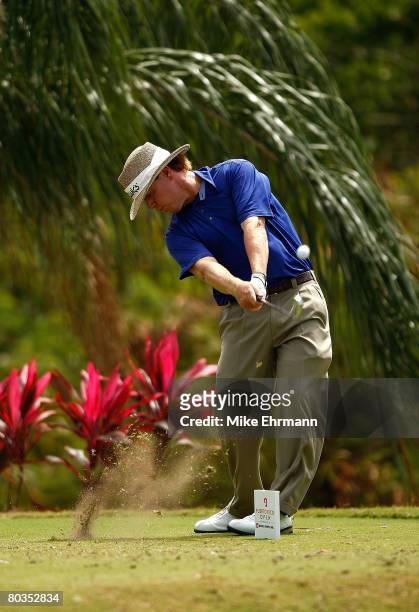 Briny Baird hits his tee shot on the 11th hole during the final round of the Puerto Rico Open presented by Banco Popular held on March 23, 2008 at...