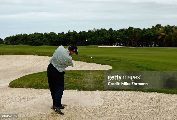 Greg Kraft hits out of the bunker on the 14th hole during the final round of the Puerto Rico Open presented by Banco Popular held on March 23, 2008...