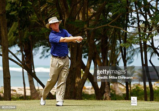 Briny Baird hits his tee shot on the 13th hole during the final round of the Puerto Rico Open presented by Banco Popular held on March 23, 2008 at...