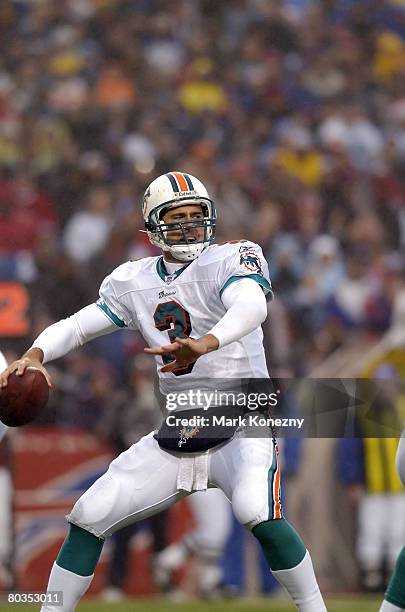 Miami Dolphins quarterback Joey Harrington makes a pass attempt during Miami Dolphins vs Buffalo Bills on December 17, 2006 at Ralph Wilson Stadium...