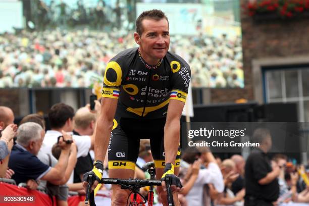 Thomas Voeckler of France and Direct Energie rides during the team presentation for the 2017 Le Tour de France on June 29, 2017 in Duesseldorf,...
