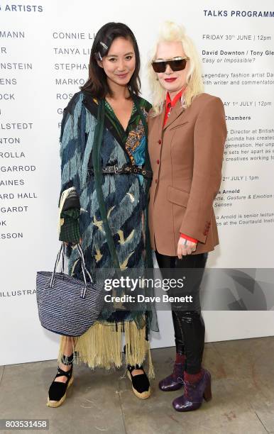 Betty Bachz and Pam Hogg attend the Fashion Illustration Gallery Art Fair private view at The Shop at Bluebird, co-hosted b Lucinda Chambers and...