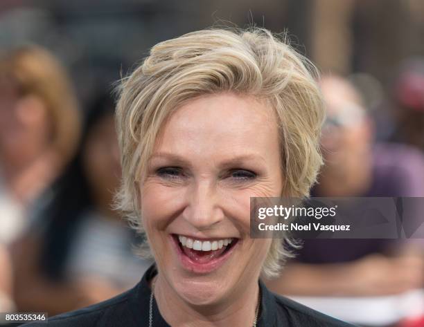 Jane Lynch visits "Extra" at Universal Studios Hollywood on June 29, 2017 in Universal City, California.