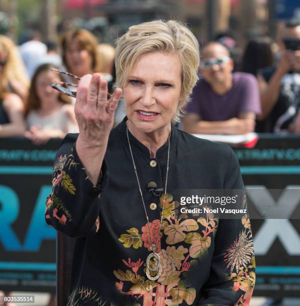 Jane Lynch visits "Extra" at Universal Studios Hollywood on June 29, 2017 in Universal City, California.