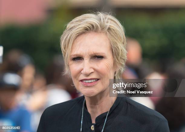 Jane Lynch visits "Extra" at Universal Studios Hollywood on June 29, 2017 in Universal City, California.