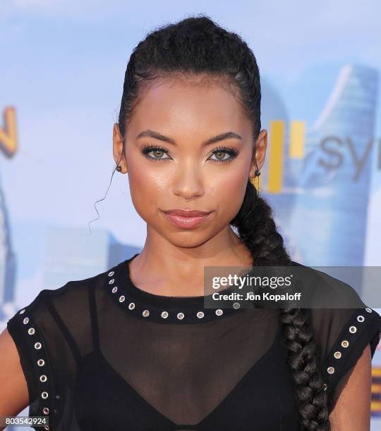 Actress Logan Browning arrives at the Los Angeles Premiere "Spider-Man: Homecoming" at TCL Chinese Theatre on June 28, 2017 in Hollywood, California.