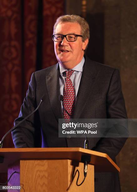 Australian High Commissioner Alexander Downer speaks at the Queen's Young Leaders Awards Dinner, at Australia House following the awards ceremony at...