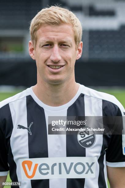 Philipp Klingmann poses during the team presentation at on June 29, 2017 in Sandhausen, Germany.