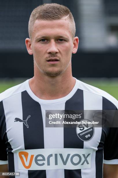 Mirco Born poses during the team presentation at on June 29, 2017 in Sandhausen, Germany.