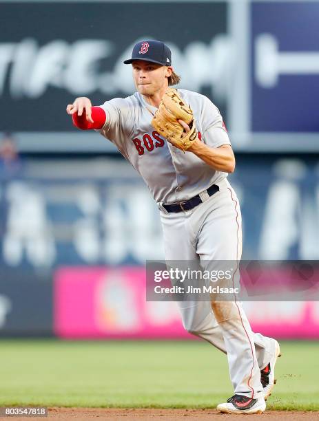 Josh Rutledge of the Boston Red Sox in action against the New York Yankees at Yankee Stadium on June 7, 2017 in the Bronx borough of New York City....