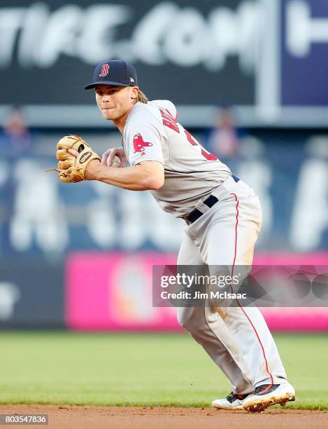 Josh Rutledge of the Boston Red Sox in action against the New York Yankees at Yankee Stadium on June 7, 2017 in the Bronx borough of New York City....