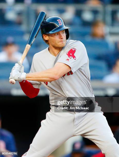 Josh Rutledge of the Boston Red Sox in action against the New York Yankees at Yankee Stadium on June 7, 2017 in the Bronx borough of New York City....