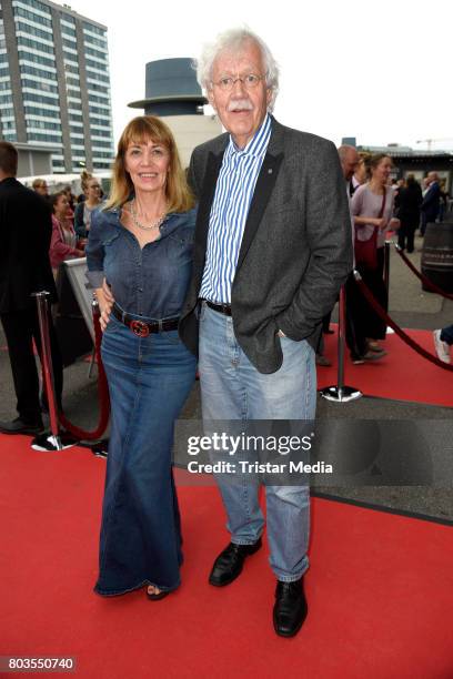 German presenter Carlo von Tiedemann and his wife Julia Laubrunn attend the 'Billy Elliott - The Musical' Hamburg Premiere at Mehr Theater on June...