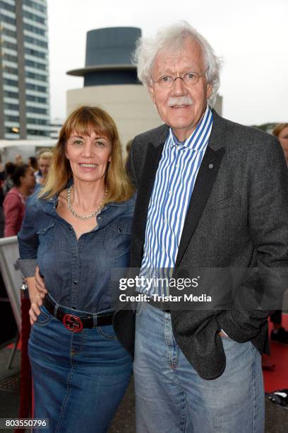 German presenter Carlo von Tiedemann and his wife Julia Laubrunn attend the 'Billy Elliott - The Musical' Hamburg Premiere at Mehr Theater on June...