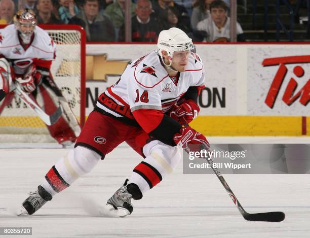 Sergei Samsonov of the Carolina Hurricanes skates against the Buffalo Sabres on March 14, 2008 at HSBC Arena in Buffalo, New York.