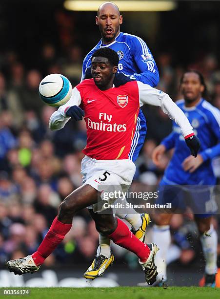 Kolo Toure of Arsenal battles with Nicolas Anelka of Chelsea during the Barclays Premier League match between Chelsea and Arsenal at Stamford Bridge...