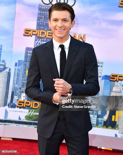 Tom Holland arrives at the Premiere Of Columbia Pictures' "Spider-Man: Homecoming" at TCL Chinese Theatre on June 28, 2017 in Hollywood, California.