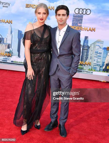 Actress Veronica Dunne and actor Max Ehrich arrives at the Premiere Of Columbia Pictures' "Spider-Man: Homecoming" at TCL Chinese Theatre on June 28,...