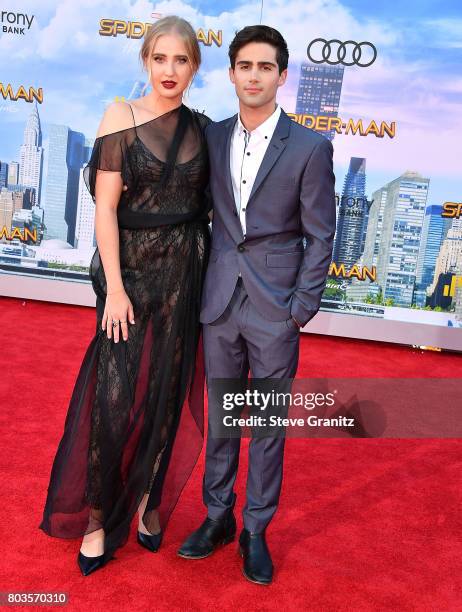 Actress Veronica Dunne and actor Max Ehrich arrives at the Premiere Of Columbia Pictures' "Spider-Man: Homecoming" at TCL Chinese Theatre on June 28,...