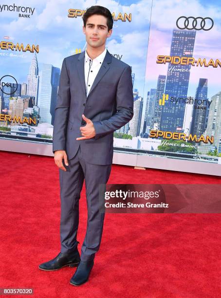 Max Ehrich arrives at the Premiere Of Columbia Pictures' "Spider-Man: Homecoming" at TCL Chinese Theatre on June 28, 2017 in Hollywood, California.