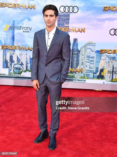 Max Ehrich arrives at the Premiere Of Columbia Pictures' "Spider-Man: Homecoming" at TCL Chinese Theatre on June 28, 2017 in Hollywood, California.