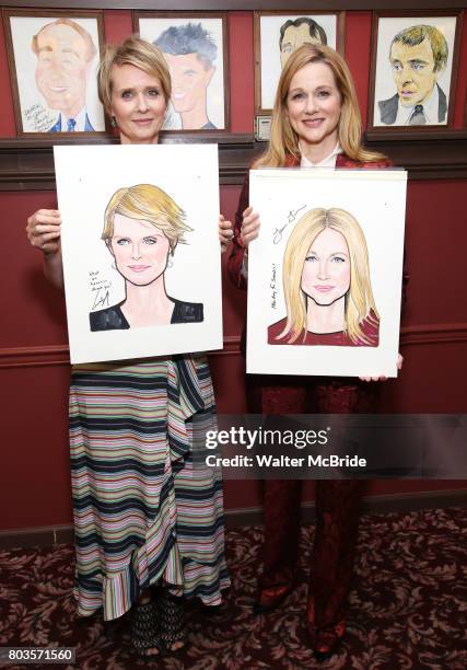 Cynthia Nixon and Laura Linney attend the portrait unveilings of Laura Linney and Cynthia Nixon starring on Broadway in the Manhattan Theatre Club's...
