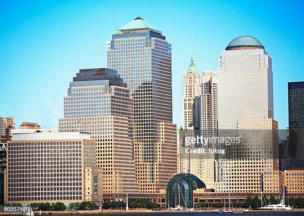 new york city skyline - world financial center stock-fotos und bilder