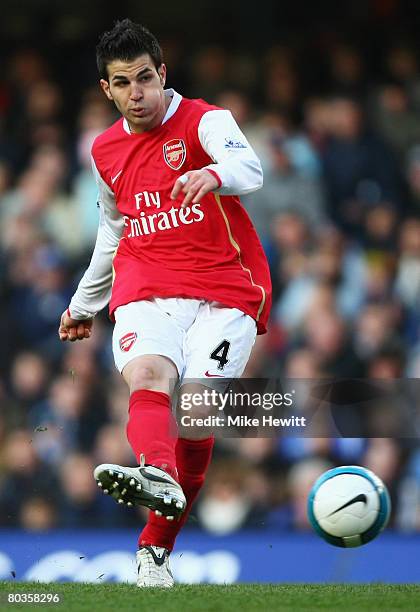 Francesc Fabregas of Arsenal in action during the Barclays Premier League match between Chelsea and Arsenal at Stamford Bridge on March 23, 2008 in...