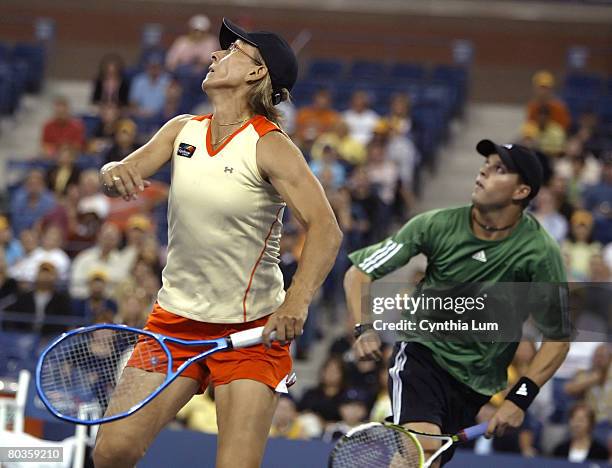Martina Navratilova and Bob Bryan win the mixed doubles final against Kveta Peschke and Martin Damm at the 2006 US Open at the USTA National Tennis...