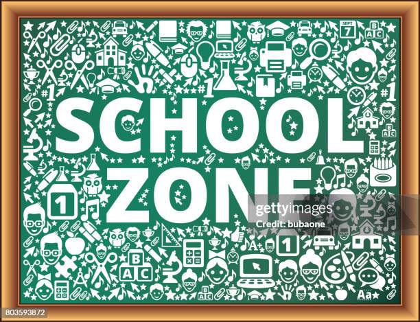 schoolwork school and education vector icons on chalkboard - elementary math stock illustrations