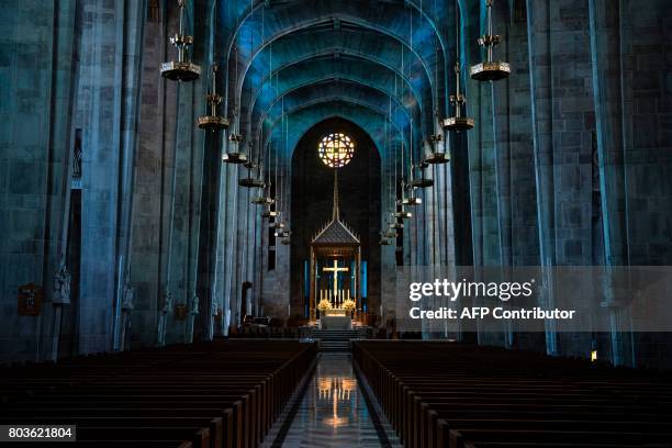 The Roman Catholic Archdiocese of Baltimore's Cathedral of Mary Our Queen is seen June 23, 2017 in Baltimore, Maryland. "The Keepers" is a...