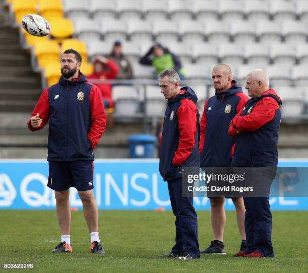 The Lions management group of Andy Farrell, Rob Howley, Graham Rowntree and Warren Gatland, the head coach look on during the British & Irish Lions...
