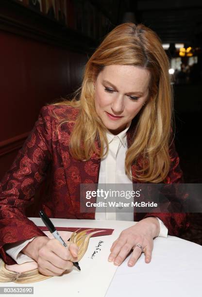 Cynthia Nixon attends the portrait unveilings of Laura Linney and Cynthia Nixon starring on Broadway in the Manhattan Theatre Club's THE LITTLE...