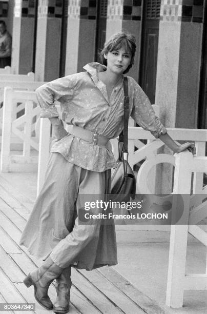 Actrice Martine Kelly au Festival de Deauville en septembre 1975, en France.