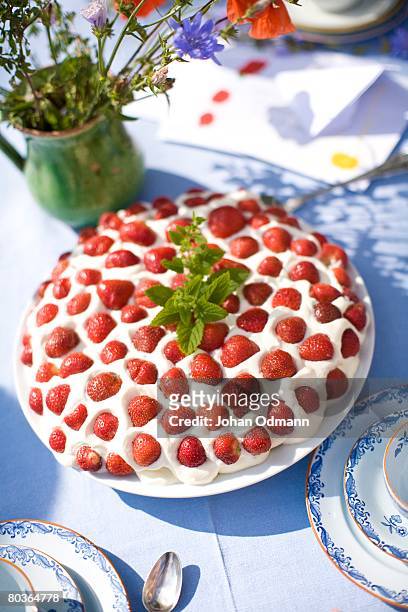 a strawberry cake sweden. - jordgubbstårta bildbanksfoton och bilder