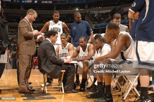 Sean Miller, head coach of the Xavier Musketeers, in a game during a NCAA Men's Basketball 1st round game against the Xavier Musketeers at Verizon...