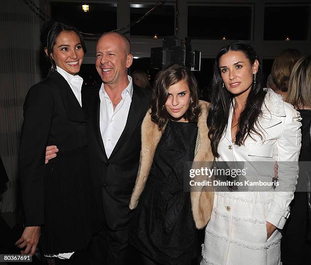 Model Emma Hemming, actor Bruce Willis, Tallulah Belle Willis and actress Demi Moore attend the after party for The Screening of "Flawless" hosted by...