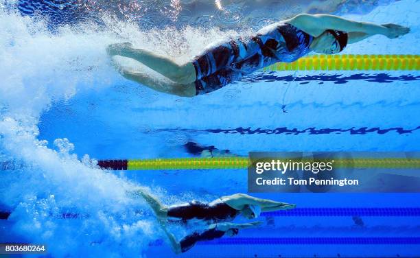 Leah Smith leads the field to win the Women's 400 LC Meter Individual Medley Final during the 2017 Phillips 66 National Championships & World...