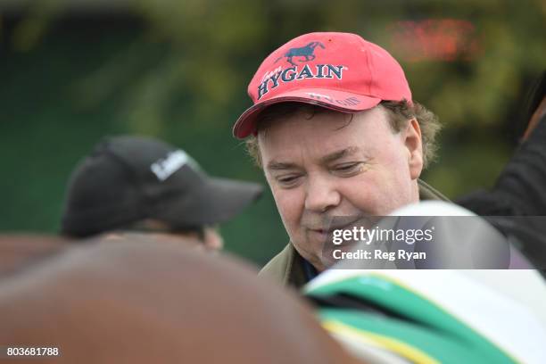 Trainer Brendan McCarthy after his horse Kailua won the 13th Beach Golf Club 3YOMaiden Plate, at Geelong Synthetic Racecourse on June 30, 2017 in...