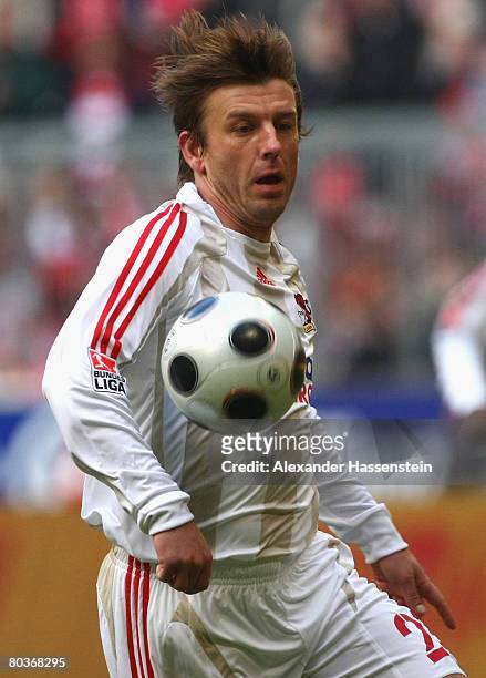 Bernd Schneider of Leverkusen in action during the Bundesliga match between Bayern Munich and Bayer Leverkusen at the Allianz Arena on March 22, 2008...