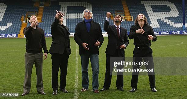 Martin Rowlands, Lotto sponsor Andrea Tomat, QPR co-owner Flavio Briatore, vice chairman Amit Bhatia and Gareth Ainsworth pose during the Queens Park...