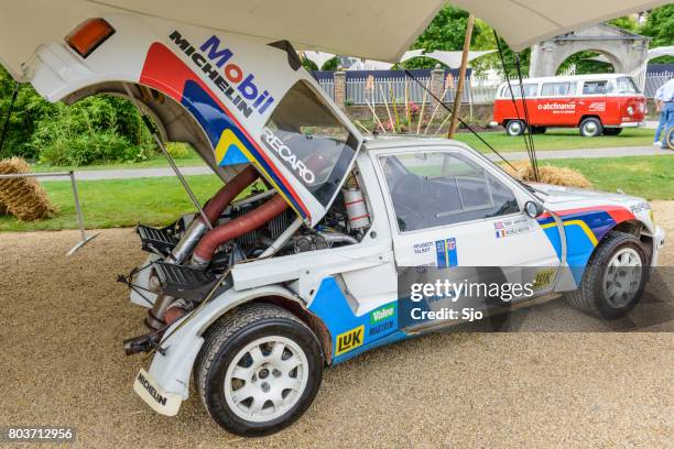 peugeot 205 t16 group b rally car - peugeot stock pictures, royalty-free photos & images