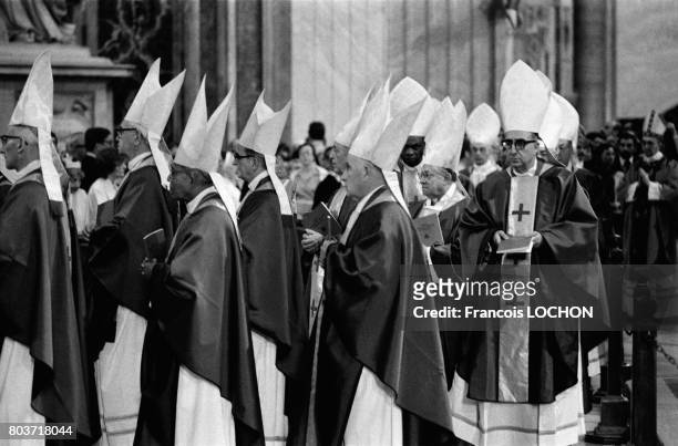 Cardinaux lors du conclave précédent l'élection du pape Jean-Paul II en octobre 1978 au Vatican à Rome en Italie.