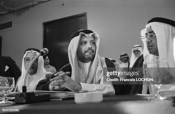 Sheikh Ahmed Zaki Yamani, ministre saoudien du pétrole, lors de la conférence de l'OPEP à Abou Dabi le 13 décembre 1978, aux Émirats Arabes Unis.