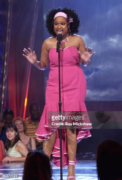 Jennifer Hudson competes on stage during a taping of "American Idol" Season 3