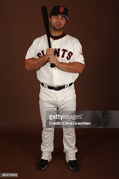 Travis Denker of the San Francisco Giants poses for a photo during Spring Training Photo Day at Scottsdale Stadium in Scottsdale, Arizona.