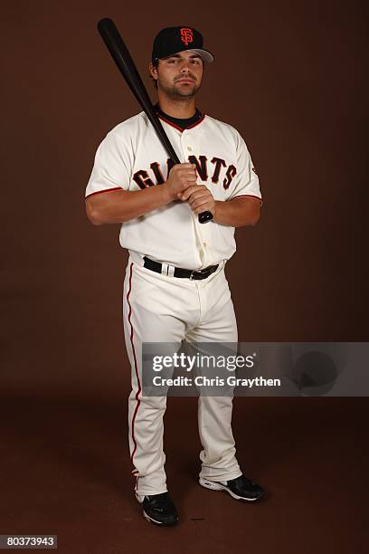 Travis Denker of the San Francisco Giants poses for a photo during Spring Training Photo Day at Scottsdale Stadium in Scottsdale, Arizona.