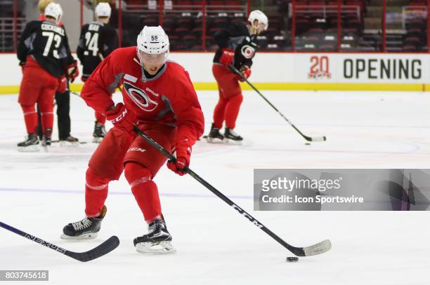 Janne Kuokkanen during the Carolina Hurricanes Development Camp on June 29, 2017 at the PNC Arena in Raleigh, NC.